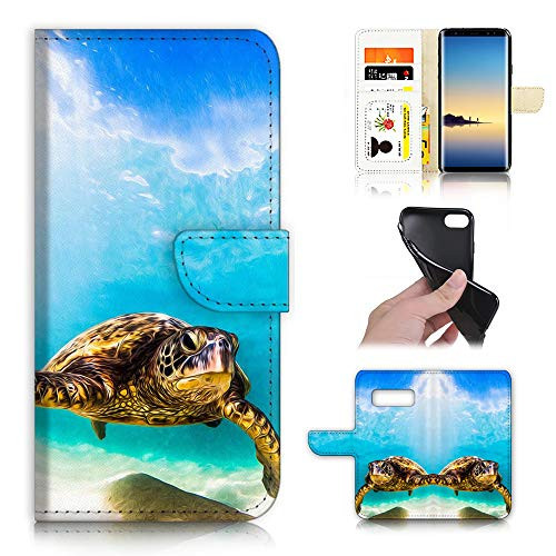 for Samsung Note 8, Galaxy Note 8, Designed Flip Wallet Phone Case Cover, A21911 Blue Sea Turtle 21911