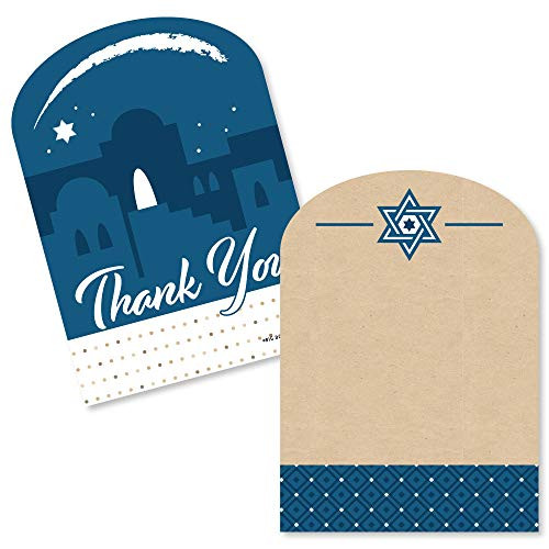Happy Passover - Shaped Thank You Cards - Pesach Jewish Holiday Party Thank You Note Cards with Envelopes - Set of 12