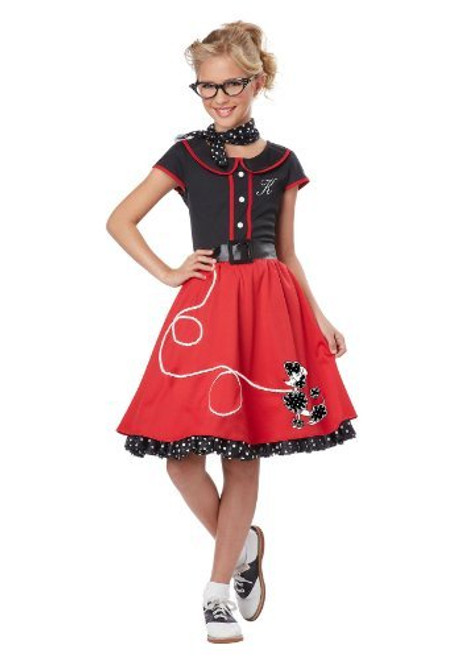 California Costumes Child's 50's Sweetheart Costume, Red/Black, X-Large