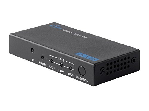 Monoprice 113704 Blackbird 4K 3x1 HDMI 1.4 Compact Switch - Black | 4K @ 30Hz, HDCP 1.4 Compliant, Deep Color 36-bit support, And IR Remote Control