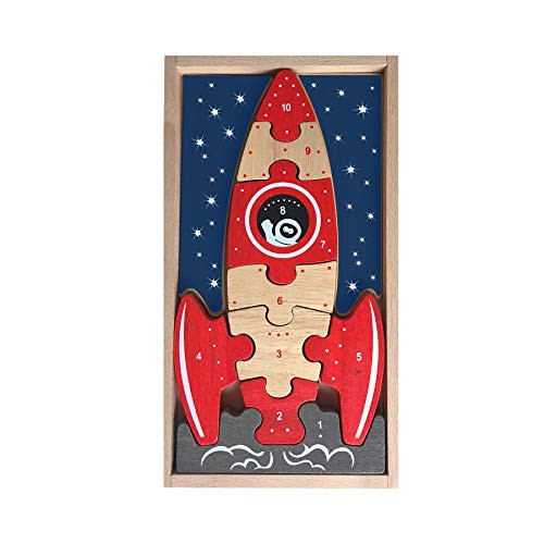 BeginAgain 3, 2, 1 Blast Off - Rocket Puzzle and Multilingual Learning Set - Ages 2+