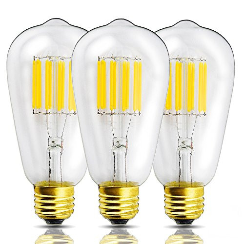 Aluxcia Dimmable 10W LED Edison Vintage Bulb ST21(ST64) Antique LED Filament Lights, 100W Equivalent E26 Medium Base, Clear Glass Cover, Warm White 2700K, 3-Pack