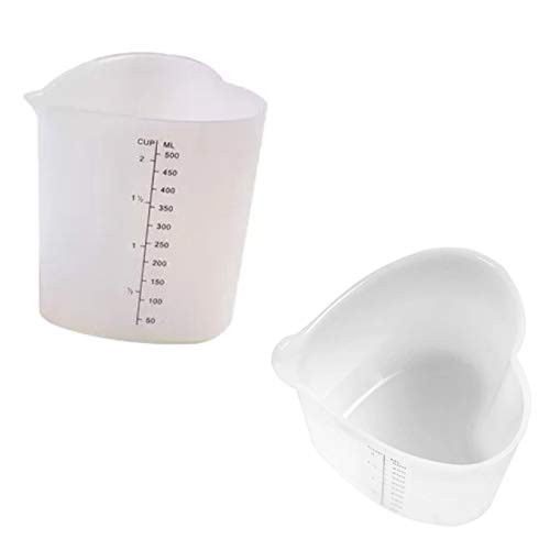 Ruoruoruo Silicone Measuring Cup? Heart shape Stir and Pour Flexible Measuring Beaker?Silicone Measuring Stir and Pour Measure 2 Cups?Flexible? Dishwasher Safe