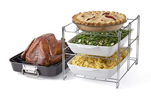 Betty Crocker Oven Insert with Large Non-Stick 3-Tier Baking Rack and Roasting Pan, INCLUDED, Charcoal and Chrome