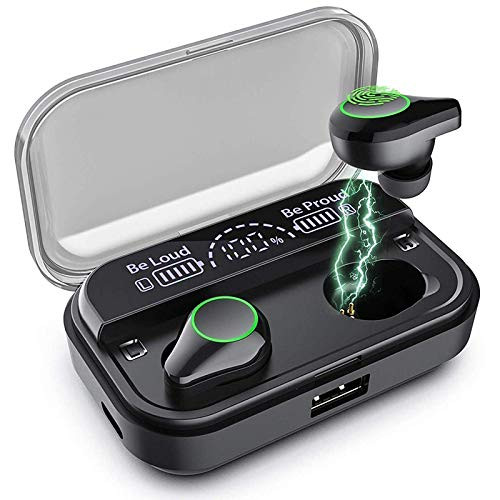 Teltunes T10 Bluetooth 5.0 Wireless Earbuds with Charging Case IPX7 Waterproof TWS Stereo Headphones in Ear Built in Mic Headset Premium Sound with Deep Bass for Sport Black