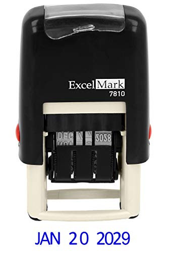 ExcelMark 7810 Self-Inking Rubber Date Stamp  Great for Shipping, Receiving, Expiration and Due Dates (Blue Ink)
