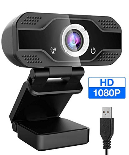 Webcam, 1080P HD Webcam, USB Webcam for Live Streaming, Desktop and Laptop Webcam, Plug and Play Video Calling Computer Camera (Black)