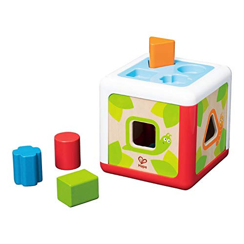 Hape Shape Sorting Box | Cute Animal Wooden Shape Sorter Box, Educational Shape Color Recognition Toy for Kids