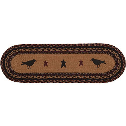 VHC Brands 34054 Primitive Flooring-Heritage Farms Tan Crow Oval Jute, Stair Tread, Mustard Yellow VHC Brands 34054 Primitive Flooring-Heritage Farms Tan Crow Oval Jute, Stair Tread, Mustard Yellow