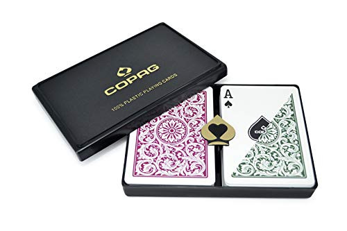 Copag 1546 Design 100% Plastic Playing Cards, Poker Size Regular Index Double Deck Set