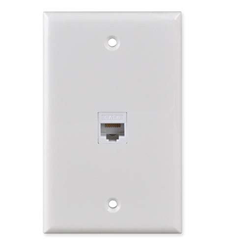 Ethernet Wall Plate, HTTX White 1-Port CAT6 Wall Plate with Removable F/F RJ45 Punch Down Keystone Jack Inserts [4-Pack]