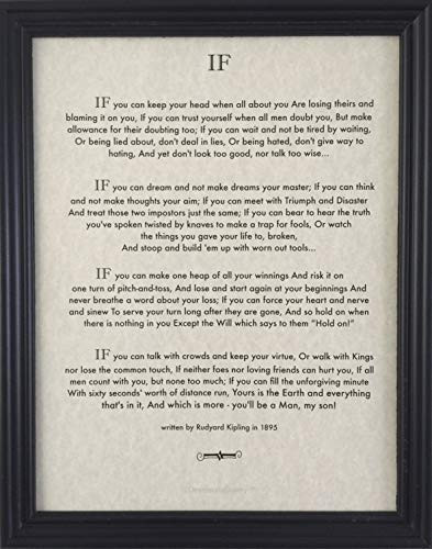 Brand - Framed If Quote (Written in 1895) Rudyard Kipling (Author of the Jungle Book) Made in America 9x12