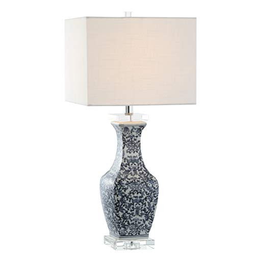 JONATHAN Y JYL5046A May 28" Ceramic/Crystal LED Table Lamp, Traditional for Bedroom, Living Room, Office, Blue/White