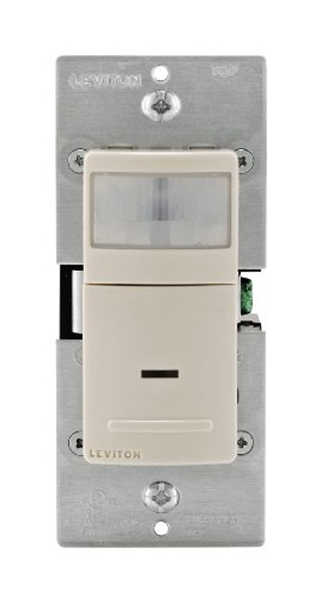 Leviton IPV02-1LT 300-Watt Incandescent, 150-Watt LED/CFL Vacancy Sensor (Manual ON/Auto OFF), Single Pole, Light Almond