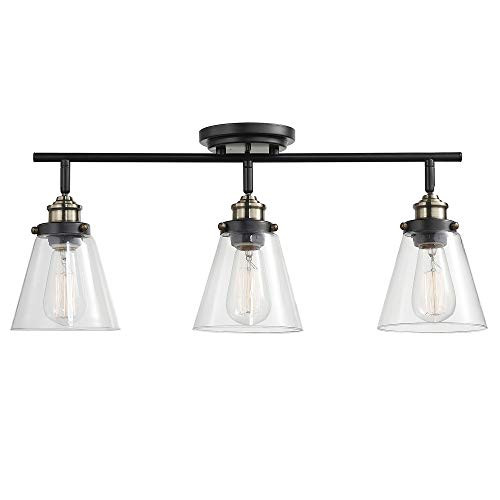 Globe Electric 59629 Jackson 3 Track Lighting, Dark Bronze, Antique Brass Accents Globe Electric 59629 Jackson 3 Track Lighting, Dark Bronze, Antique Brass Accents