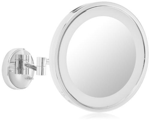 Jerdon HL1016CL 9.5-Inch LED Lighted Wall Mount Makeup Mirror with 5x Magnification, Chrome Finish Jerdon HL1016CL 9.5-Inch LED Lighted Wall Mount Makeup Mirror with 5x Magnification, Chrome Finish