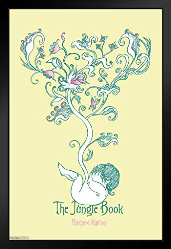 Pyramid America The Jungle Book Rudyard Kipling Mowgli Black Wood Framed Art Poster 14x20