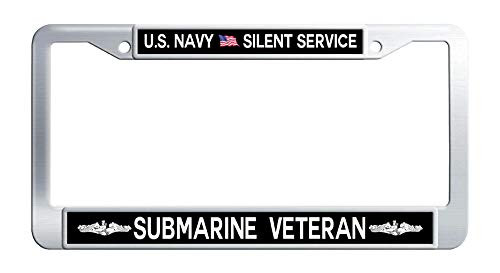 FukongCase US Navy Silent Service Submarine Veteran Stainless Steel License Plate Frame