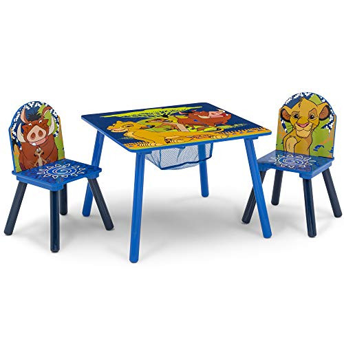 Delta Children Kids Table and Chair Set With Storage (2 Chairs Included) - Ideal for Arts & Crafts, Snack Time, Homeschooling, Homework & More, Disney The Lion King