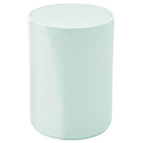 mDesign Round Swing Trash Can Wastebasket, Garbage Container Bin - for Bathroom, Powder Room, Bedroom, Kitchen, Craft Room, Office - Removable Liner Bucket - Mint Green