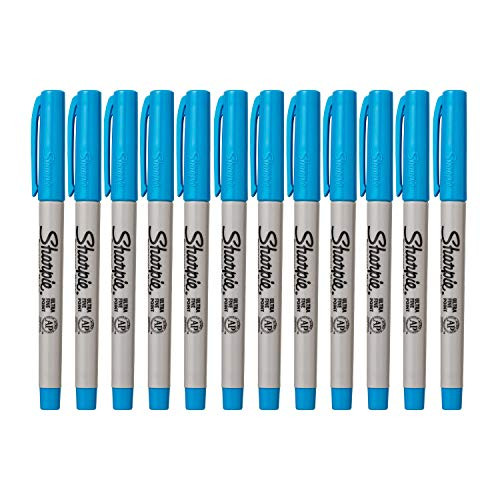 Sharpie Precision Permanent Marker, Ultra Fine Point, Turquoise Ink, 12 Count