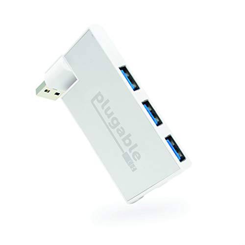 Plugable USB Hub, Rotating 4 Port USB 3.0 Hub, Powered USB Hub (Compatible with Windows, macOS & Linux, USB 2.0 Backwards Compatible)