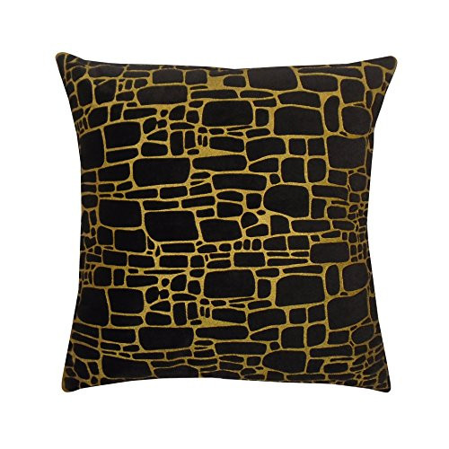 Edie At Home Printed Faux Fur Decorative Pillow, 20x20, Black/Gold