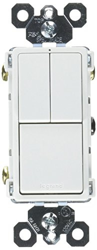 Legrand radiant Combination Switches, Rocker Wall Light Switch, White, Single-Pole + Single-Pole + 3-Way Switch, RCD113WCC6