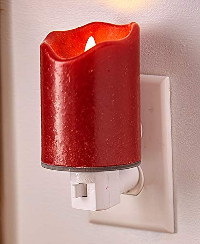 The Lakeside Collection Realistic Flickering Flame Candle Night Light - Red