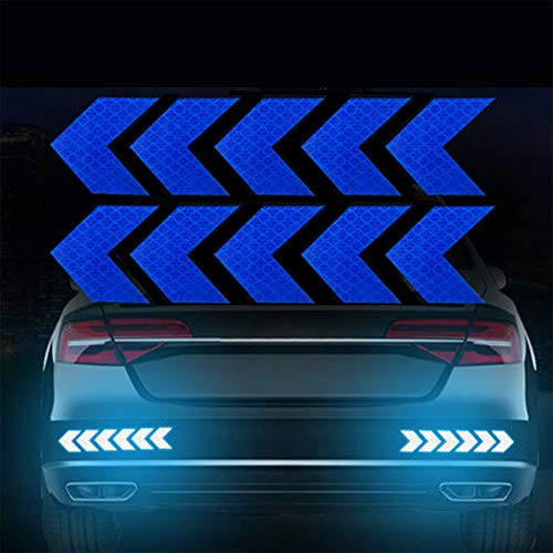 3M Reflective Stickers, 10Pcs Safety Caution Warning Sticker Decals, Arrows Pattern Reflective Sticker for Helmets, Car, Motorcycle, Bicycles, Strollers (Blue)