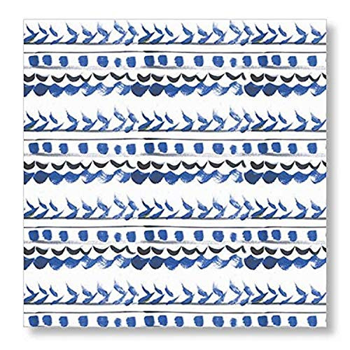X&O Paper Goods Blue Strokes Beverage and Cocktail Napkins, 20pc, 5.5'' W x 5.5'' L