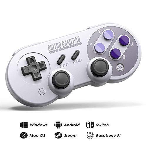 8Bitdo SN30 Pro Wireless Bluetooth Controller with Joysticks Rumble Vibration USB-C Cable Gamepad for Windows, Mac OS, Android, Steam, Compatible with Nintendo Switch