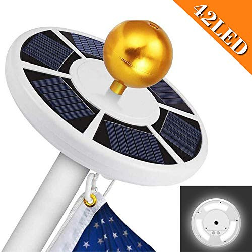 Solar Flag Pole Lights 42 LED New Generation IP65 Waterproof Flag Pole Lights Solar Powered for Most 15 to 25 Ft Dusk to Dawn Auto On/Off Night Lighting, for Flagpole Lights, Camping