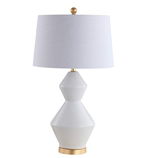 JONATHAN Y JYL4013A Alba 29" Geometric Ceramic/Metal LED Table Lamp, Contemporary, Transitional for Bedroom, Living Room, Office, White/Gold Leaf JONATHAN Y JYL4013A Alba 29" Geometric Ceramic/Metal LED Table Lamp, Contemporary, Transitional for Bedroom, Living Room, Office, White/Gold Leaf