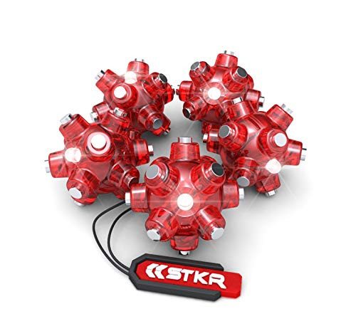 STKR Concepts Magnetic Light Mine Hands - Free Task Light Stocking Stuffer - 5 - Pack, Red