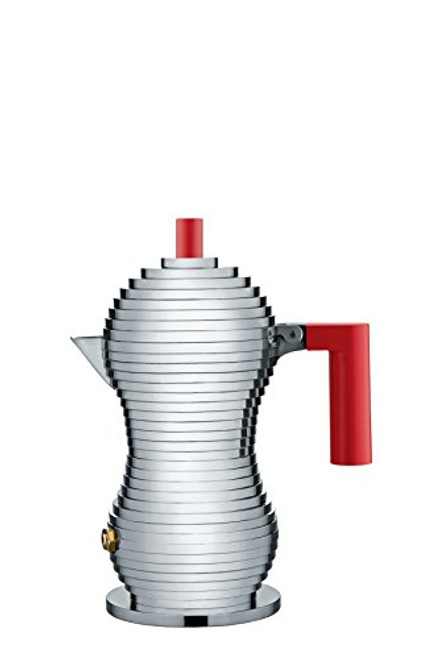 Alessi MDL02/1 R"Pulcina" Stove Top Espresso 1 Cup Coffee Maker in Aluminum Casting Handle And Knob in Pa, Red
