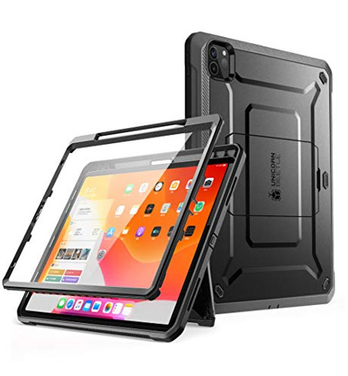 SUPCASE UB Pro Series Case for iPad Pro 12.9 inch 2020 Release, Support Apple Pencil Charging with Built-in Screen Protector Full-Body Rugged Kickstand Protective Case (Black)