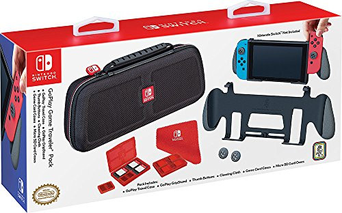 Officially Licensed Nintendo Switch GoPlay Game Traveler Accessory Pack  Comes with Case, Grip Stand, Cleansing Cloth and Multigame cases