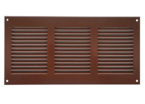 Brown 10"w X 2"h Steel Ventilation Cover, with Insect Screen - Sidewall and Ceiling - Outside Dimensions: 11.80"w X 3.94"h