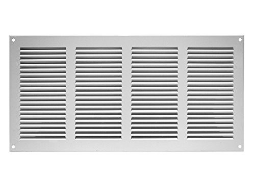 White 14"w X 6"h Steel Vent Cover with Insects Screen - Sidewall and Ceiling - Outside Dimensions: 15.75"w X 7.87"h