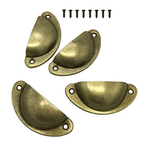 Vintage Decorative Drawer Knob Pull Handle Antique Cabinet Furniture Wardrobe Pull Handle Semicircle Knob, 4 Packs