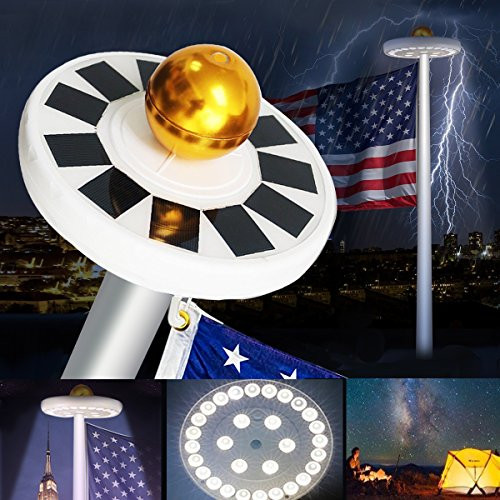 Mekar Solar Flag Pole Light 30 LED Solar Powered Flagpole Downlight Long-Lasting Night Lighting for 15 to 25 ft Flag Pole