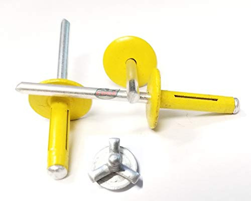 Racer's Speed Shop Yellow 3/16" Large Head Tri-Fold Exploding Aluminum Mandrel Pop Rivets 100 Pack