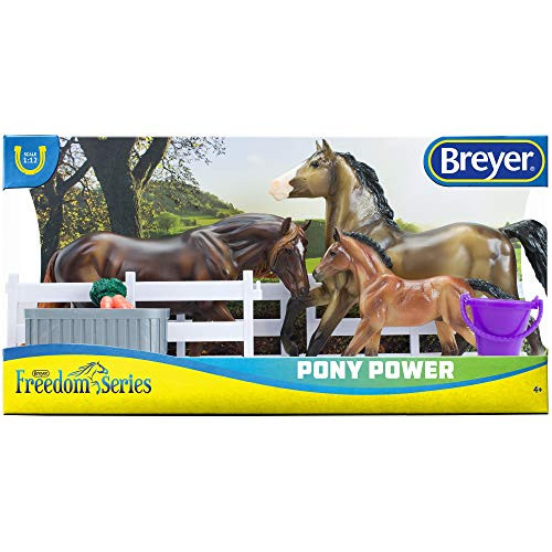 Breyer Freedom Series (Classics) Pony Power 3 Horse Playset | Model Horse Toy | 1:12 Scale (Classics) | Model #62200, Multi