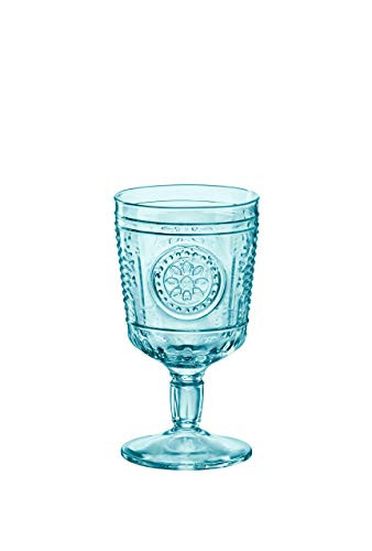Bormioli Rocco Romantic Stemware Glass, Set of 4, 10.75 oz, Light Blue