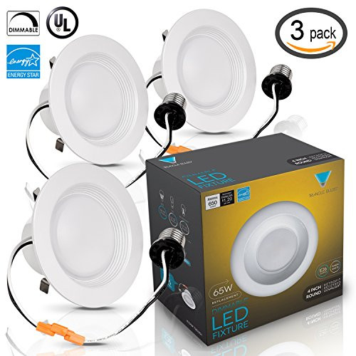 Triangle Bulbs (Pack of 3) 4" LED Downlight, UL and ENERGY STAR, 10W (65W Replacement), 2700K (Warm White), Retrofit LED Recessed Lighting Fixture, LED Ceiling Light, Dimmable,