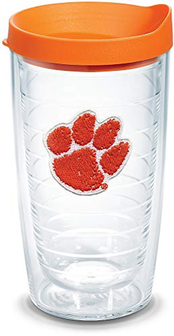 Tervis 1146383 Clemson Tigers Paw Tumbler with Emblem and Orange Lid 16oz, Clear Tervis 1146383 Clemson Tigers Paw Tumbler with Emblem and Orange Lid 16oz, Clear