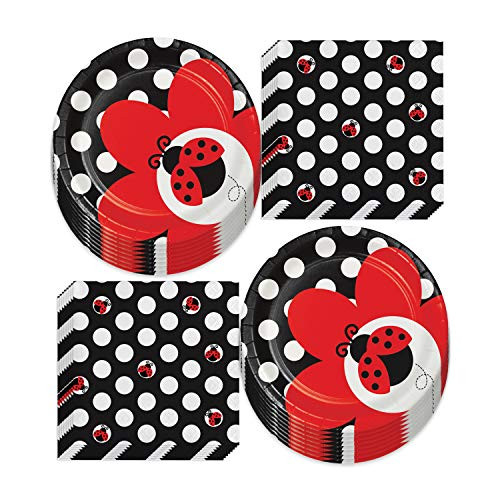 Ladybug Party Supplies - Red, Black, and White Polka Dot Ladybug Dessert Plates and Beverage Napkins (Serves 16) Ladybug Party Supplies - Red, Black, and White Polka Dot Ladybug Dessert Plates and Beverage Napkins (Serves 16)