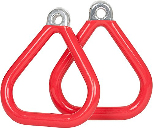 Swing Set Stuff Commercial Coated Triangle Trapeze Rings with SSS Logo Sticker, Red