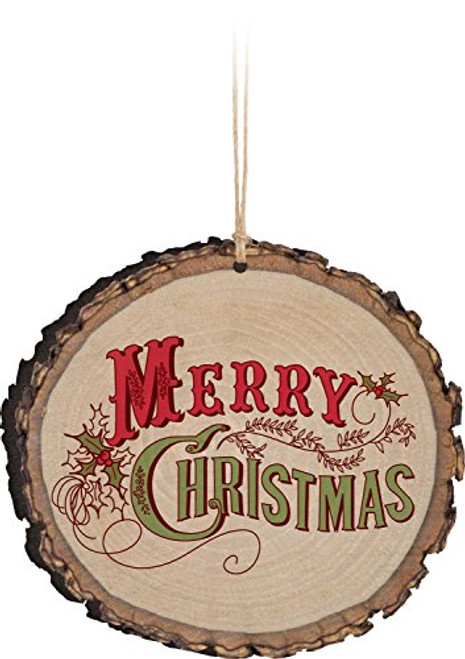 P. Graham Dunn Merry Christmas Holly Vintage Design Rustic Bark Look Wood Christmas Ornament P. Graham Dunn Merry Christmas Holly Vintage Design Rustic Bark Look Wood Christmas Ornament